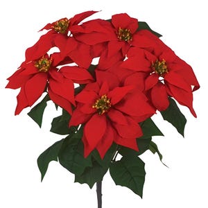 Outdoor Poinsettia, Velvet Poinsettia Plant Poinsettia Flower Bush Christmas Flowers, Planter Filler, Traditional Christmas Decor, 23&quot;