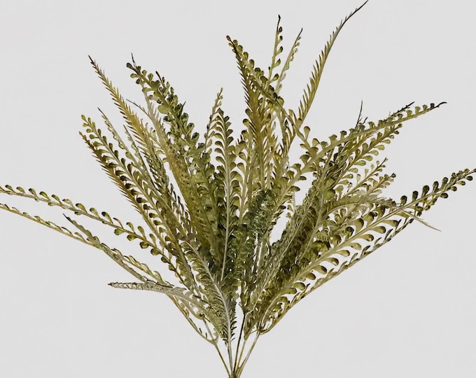 Faux Bead Grass Button Fern Bush, Moss Green Filler Greenery