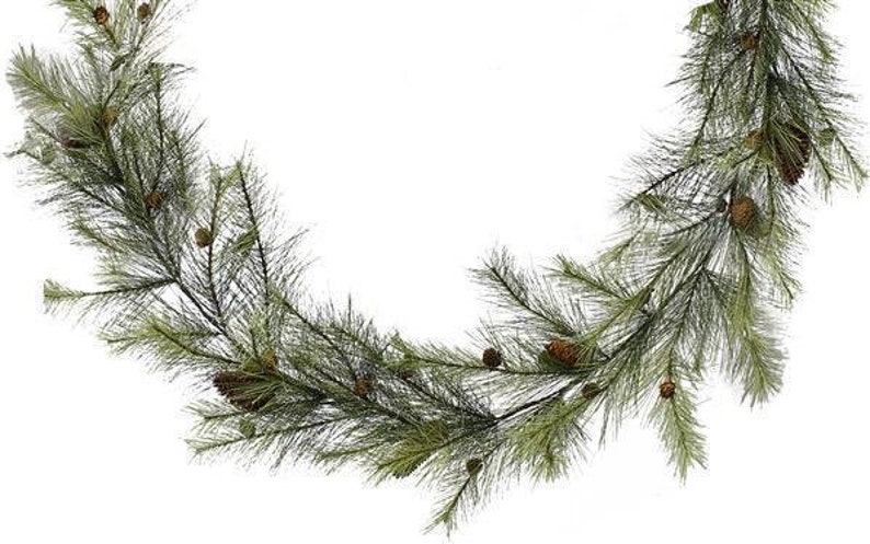 6 FT Christmas Pine Garland-Artificial Pine w/ Pinecones-Mantel/Stair/Wreath Garland-Christmas Decor-DIY Floral Supply image 1