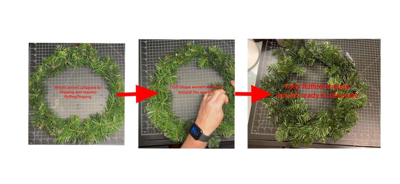 Pine Wreath Form on Wire Frame Artificial Faux Undecorated DIY Ready to Decorate image 2