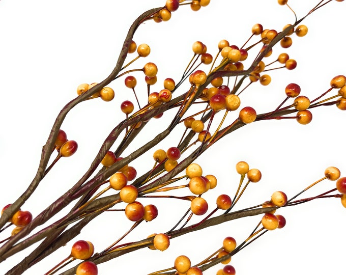 32" Fall Stems, Fall Candy Corn Colored Berry Spray, Vase Filler, Floral Supply