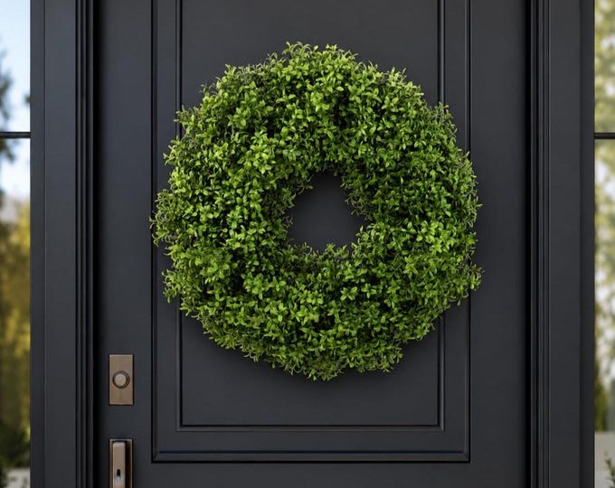 Faux UV Resistant Outdoor Boxwood Wreath