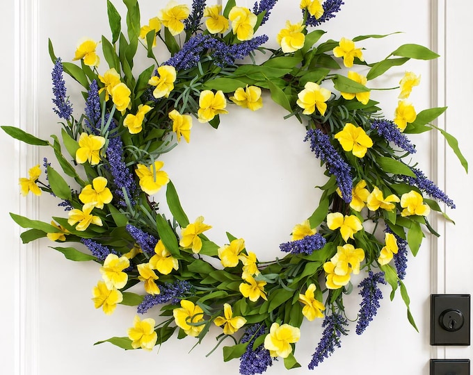 Lavender Wildflower Wreath, Summer Front Door Decor, Bright Colorful Floral Wreath - 24"