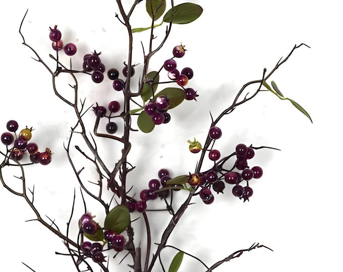 Fall Stems, Thanksgiving Decor, Crabapple Berry Branches in Burgundy, Tall Fall Stems, Fall Vase Filler