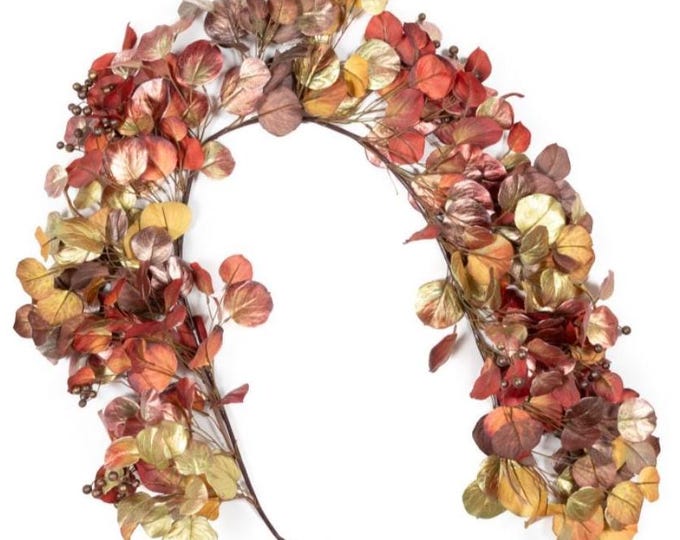 Fall Metallic Antique Ombre Leaf Garland - Brown & Gold - 50"