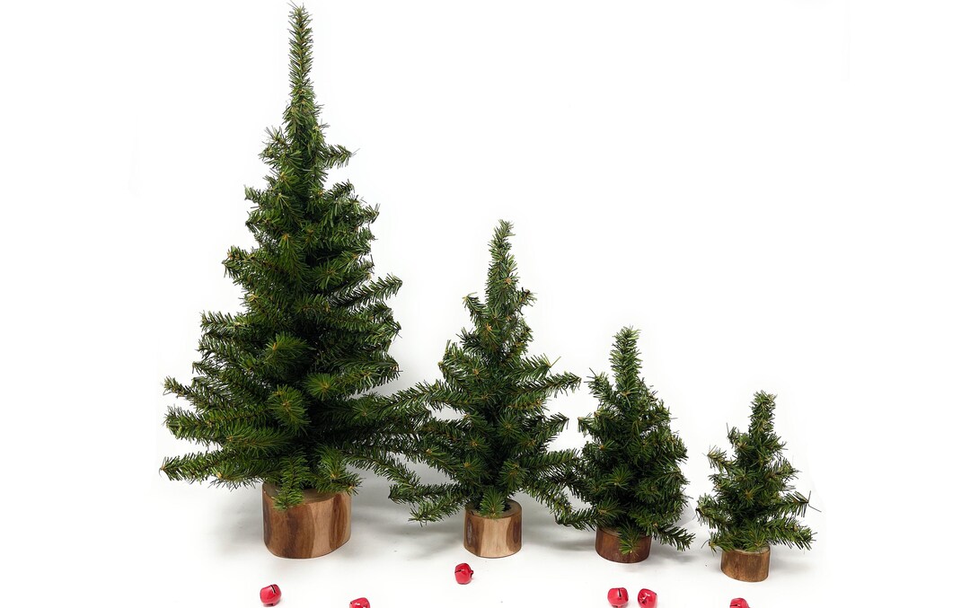 Mini Christmas Tree With Wood Base, DIY Decor - Etsy