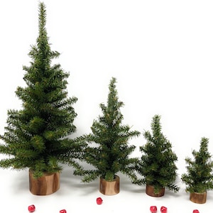 Small Mini Christmas Tree w/ Wood Base for DIY Christmas Crafts Party Table Centerpiece Decor, Artificial/Faux Undecorated Pine-CHOOSE SIZE