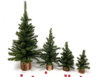 Small Mini Christmas Tree w/ Wood Base for DIY Christmas Crafts Party Table Centerpiece Decor, Artificial/Faux Undecorated Pine-CHOOSE SIZE