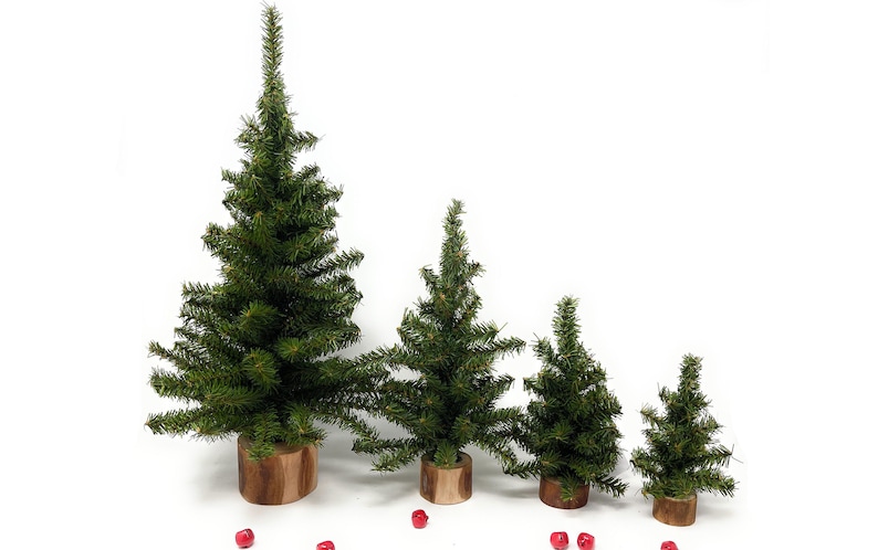 Small Mini Christmas Tree w/ Wood Base for DIY Christmas Crafts Party Table Centerpiece Decor, Artificial/Faux Undecorated Pine-CHOOSE SIZE image 1
