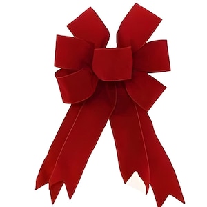 Large Red Velvet Outdoor Christmas Bow, Wired Weatherproof Bow for Front Door, Porch, Mailbox, Wreaths, Gold Edge Optional-18&quot; x 11&quot;