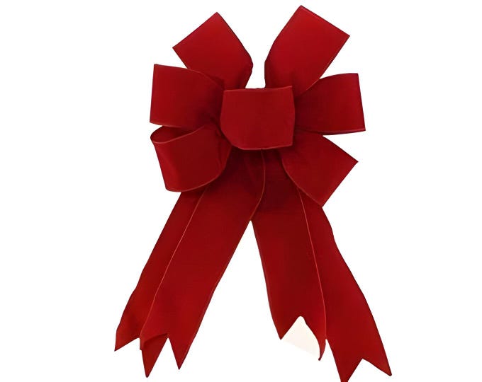 Large Red Velvet Outdoor Christmas Bow, Wired Weatherproof Bow for Front Door, Porch, Mailbox, Wreaths, Gold Edge Optional-18" x 11"