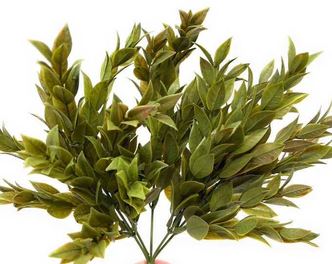 Greenery Bush on Stem Moss Green, Artificial Ruscus, Faux Ruscus, Wedding Greenery, Bouquet Filler, Floral Supply