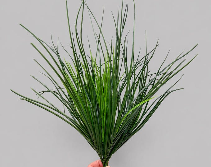 19" Outdoor Artificial Onion Grass Plant, UV Resistant Greenery, Porch Decor
