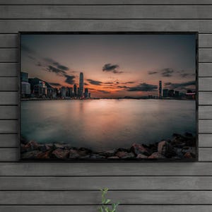 Hong Kong Sunset Skyline Unframed Photography Art Print - Victoria Harbour - Wall Art - Home Decor