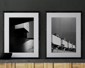 Pair of Barbican Unframed Photography Art Prints - London Architecture Prints - Wall Art - Home Decor - Brutalist Prints