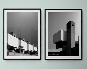 Pair of Barbican Unframed Photography Art Prints - London Architecture Prints - Wall Art - Home Decor - Brutalist Prints