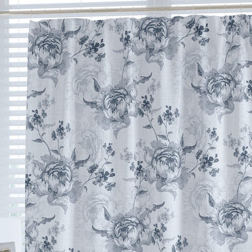 Vintage White Floral Shower Curtain Beautiful Flowers Etsy