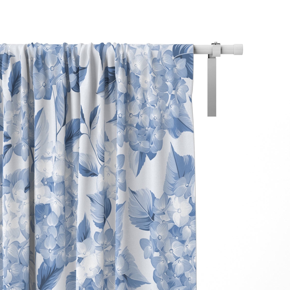 Blue Farmhouse Hydrangea Flower Curtains Vintage Blue Floral Etsy
