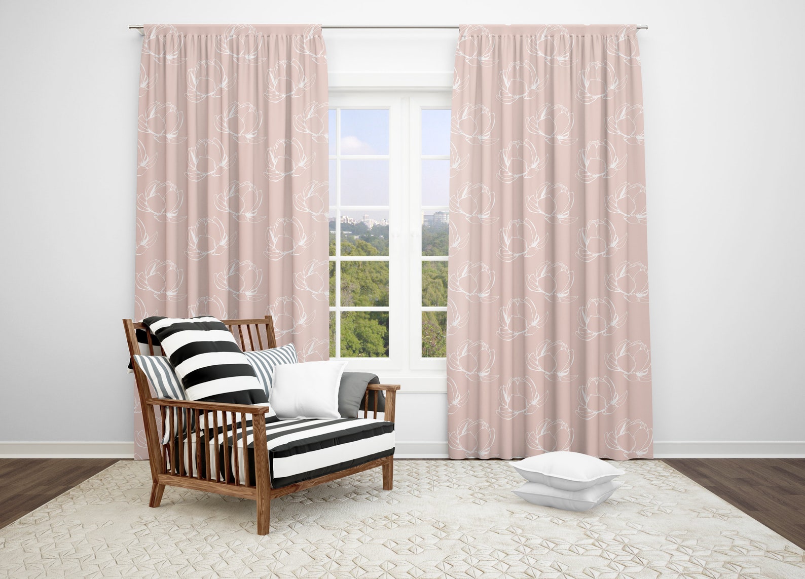 Blush Pink Floral Curtains Cute Pink Nursery Room Decor Etsy