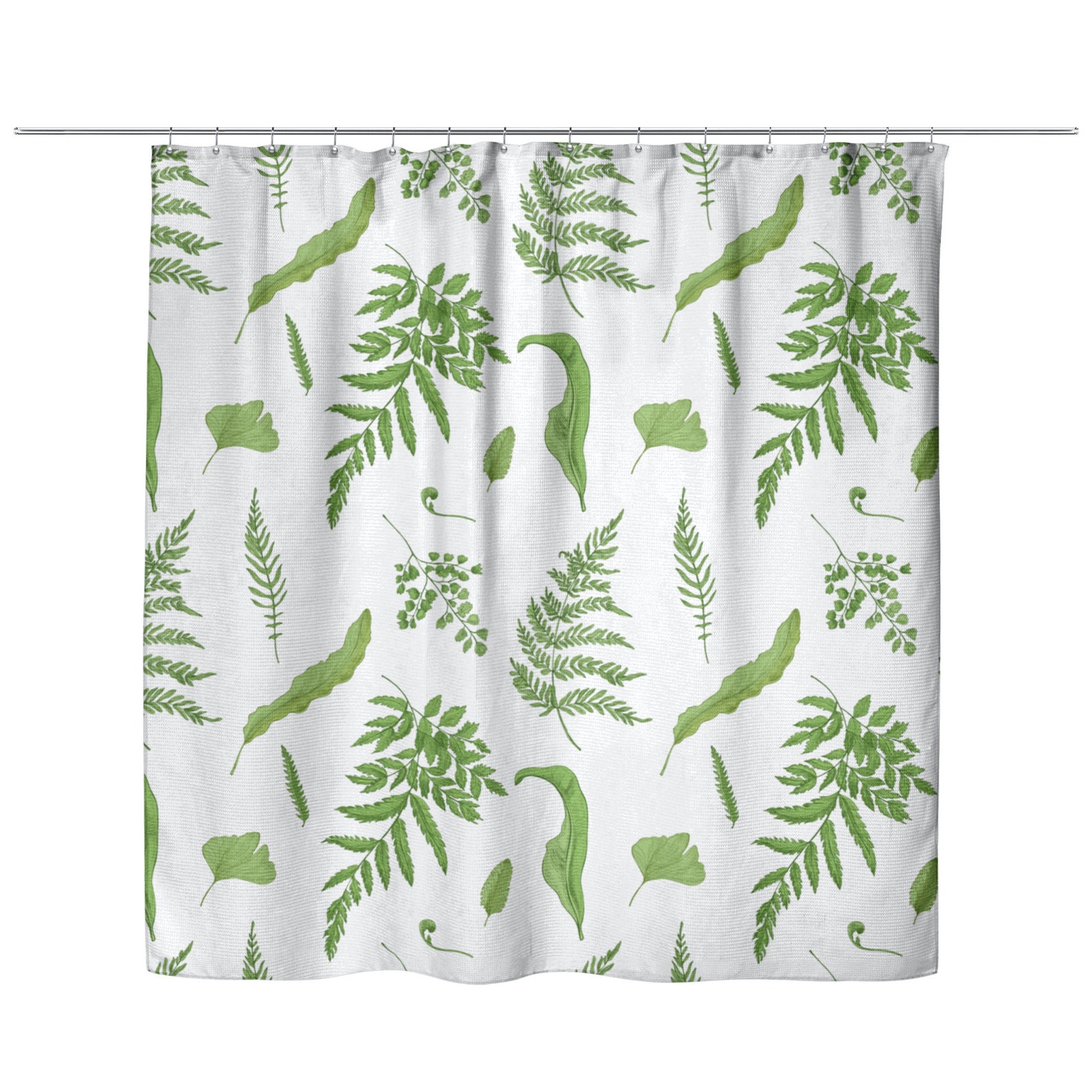 Fern Leaves Shower Curtain Green Botanical Shower Curtains Etsy