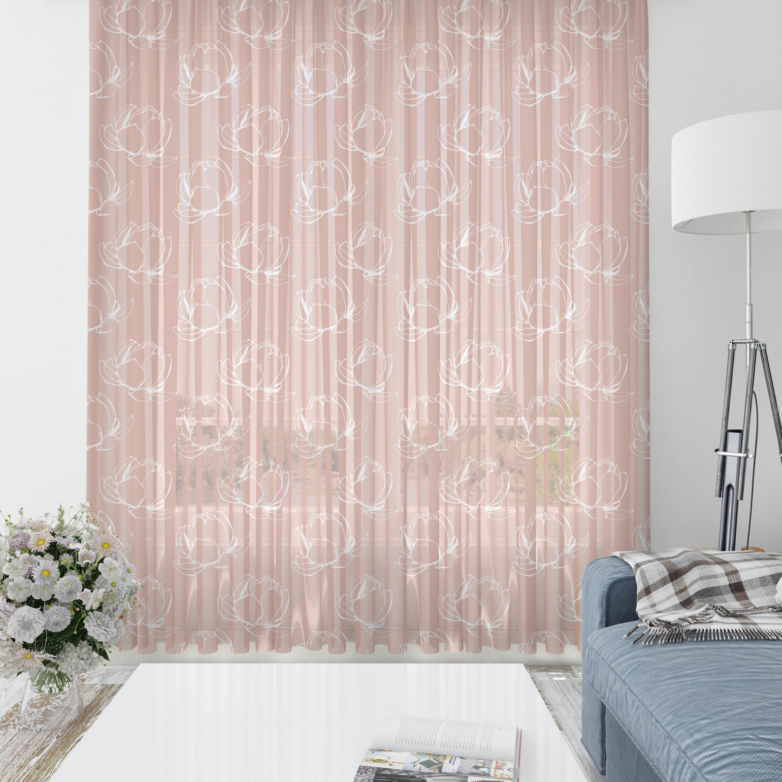Blush Pink Floral Curtains Cute Pink Nursery Room Decor Etsy