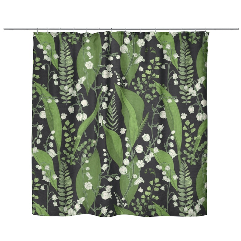 Floral Botanical Print Shower Curtain Green Fern Leaves Etsy