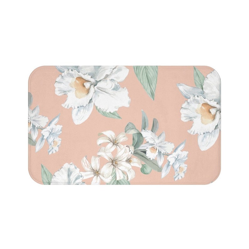 Pastel Pink Floral Bath Mat Vintage Flowers Bathroom Mat Etsy UK