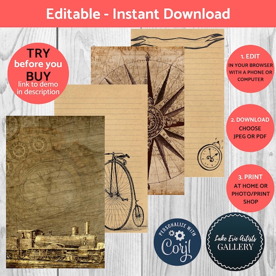 Printable Steampunk Journal Pages