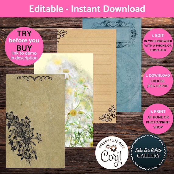 Printable Vintage Journal Pages