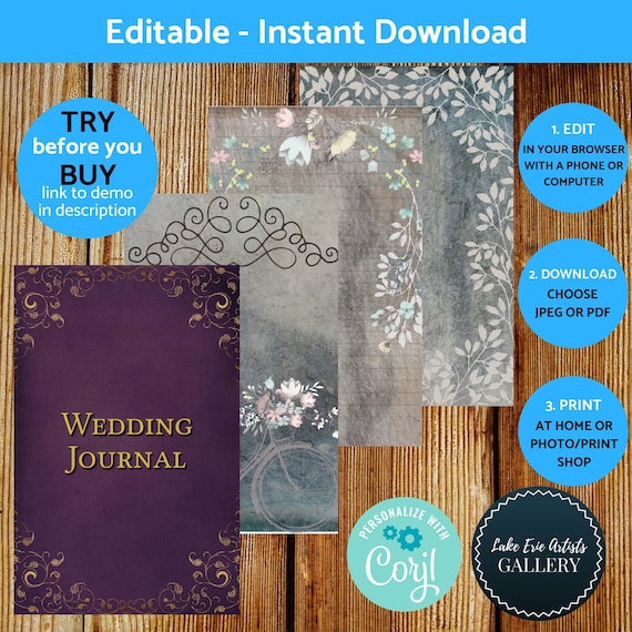 Printable Wedding Journal Kit