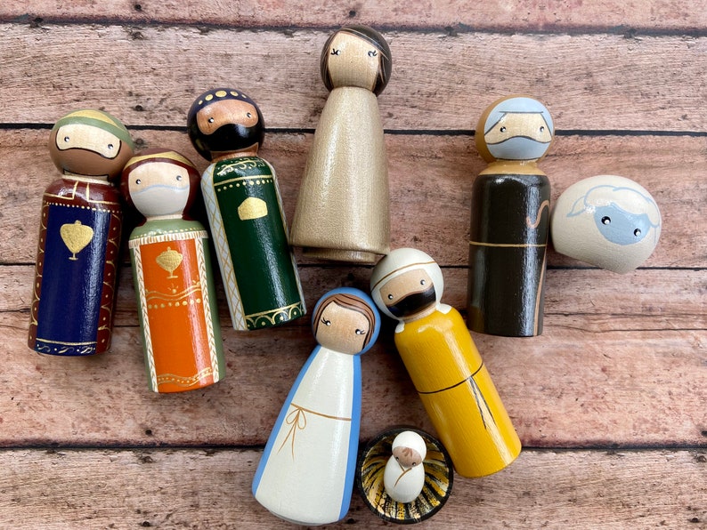 Nativity Peg Dolls-Large 10 piece set image 10