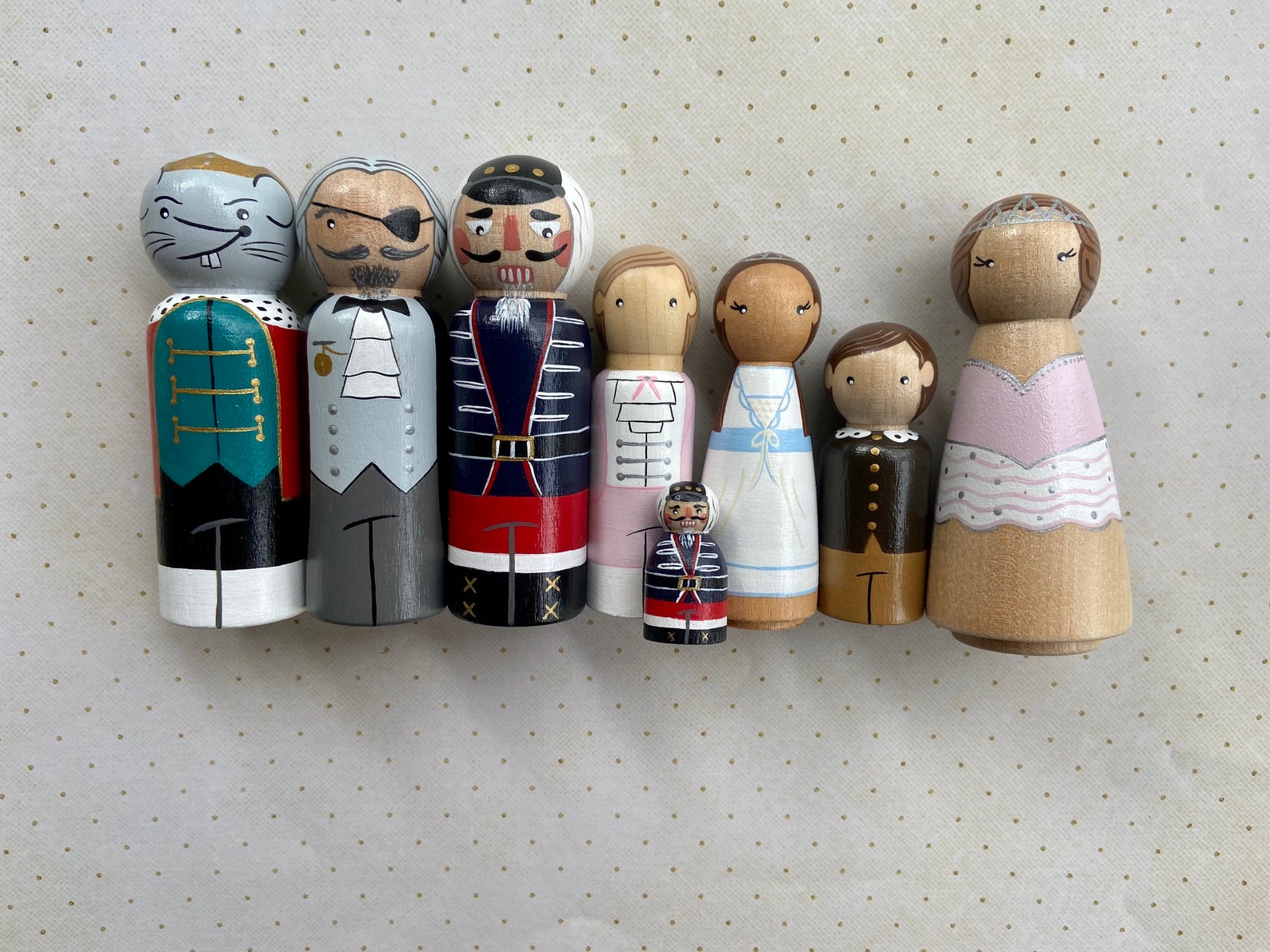 Nutcracker Peg Doll Set Etsy