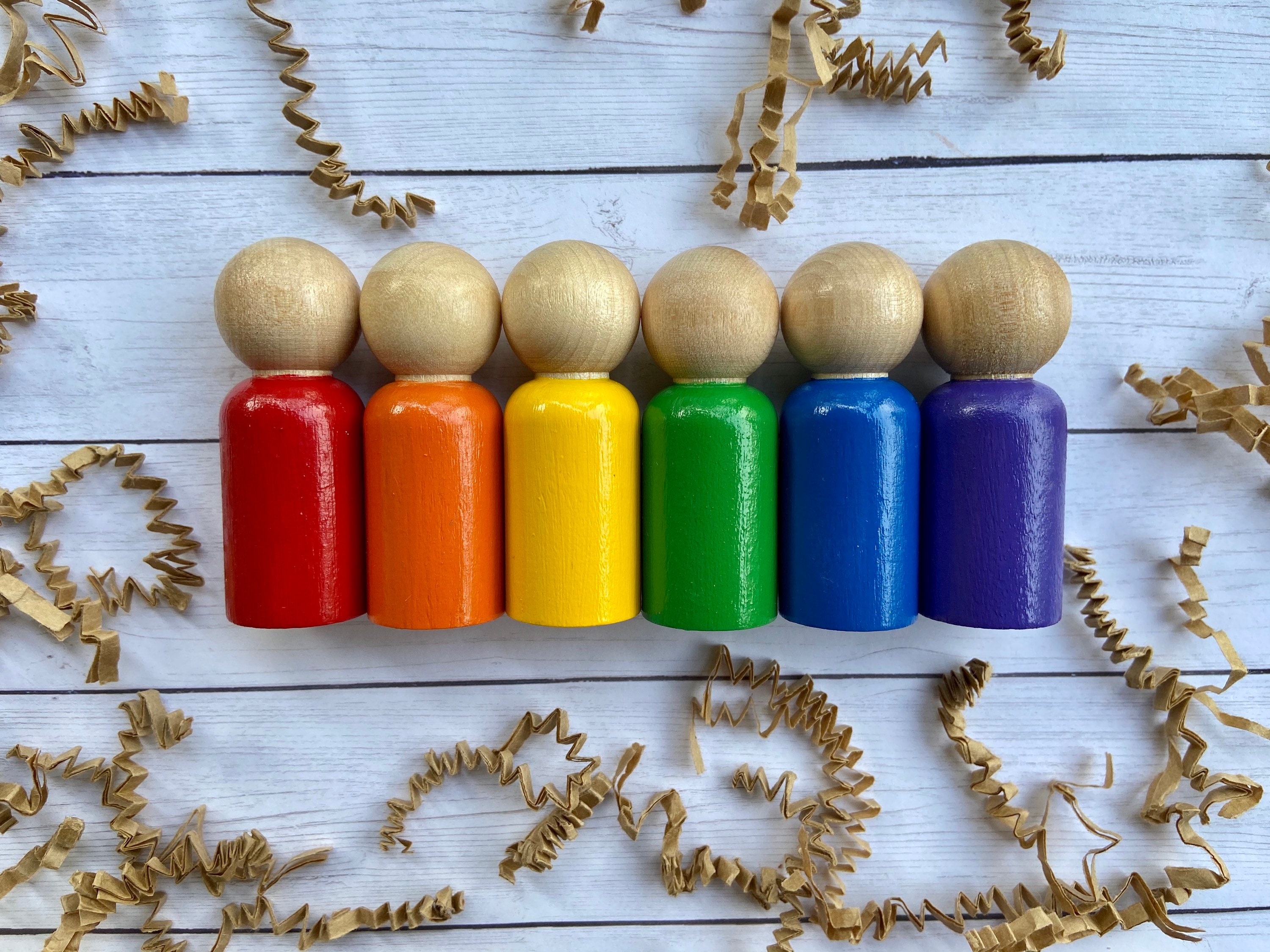 Rainbow Peg Doll Set Etsy