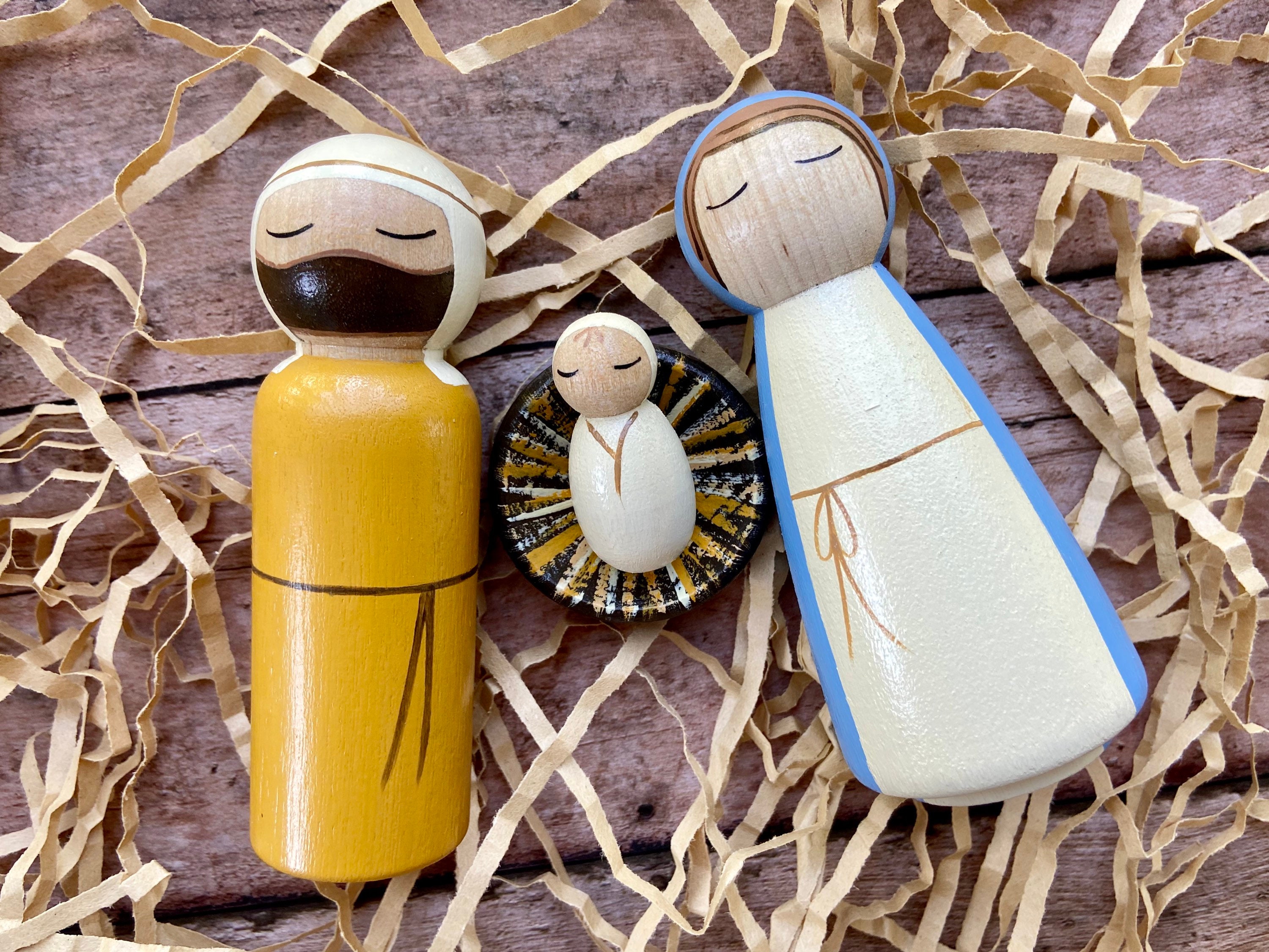 Nativity Peg DollsHoly Family Large Etsy