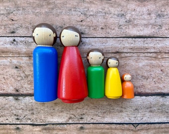 Peg Doll Dollhouse Family-Rainbow Colors
