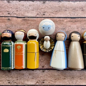 Nativity Peg Dolls-Large 10 piece set image 1