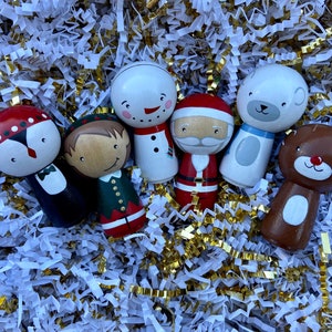 Christmas Peg Doll Set-Kokeshi Style