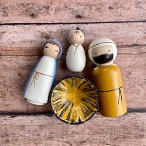 Nativity Peg Dolls-Holy Family, small