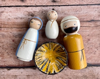 Nativity Peg Dolls-Holy Family, small