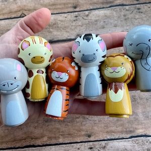 Peg Doll Safari Animals, Kokeshi