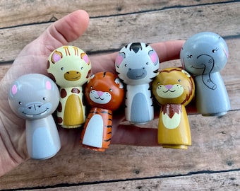 Peg Doll Safari Animals, Kokeshi