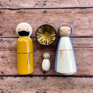 Nativity Peg Dolls-Holy Family, Large