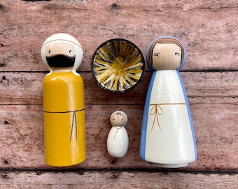 Nativity Peg Dolls-Holy Family, Large