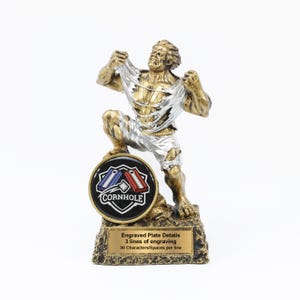 Cornhole Monster Trophy with Personalized Engraved Plate