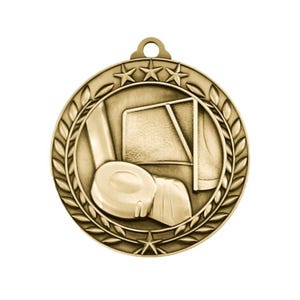 Hockey Medal, Wreath - Gold with Personalized Engraved Plate
