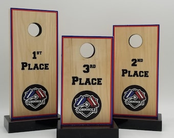 Engraved Cornhole Award | Cornhole Board Trophy | 1st, 2nd or 3rd Place or a full set