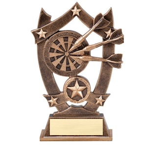 Darts 3D Gold Sports Stars Trophy | Engraved Darts Award - 6.25&quot; Tall (SSR28)