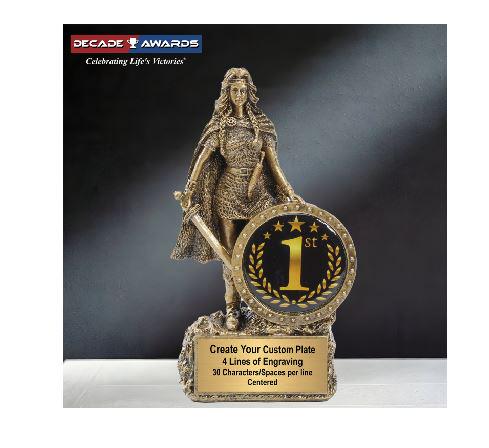 Female Champion Trophy - 1st Place | Engraved First Place Warrior Woman Award - 6.75 Inch Tall