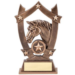 Equestrian 3D Gold Sports Stars Trophy | Engraved Equestrian Award - 6.25&quot; Tall (SSR31)
