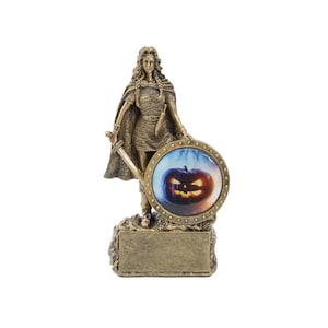 Female Champion Trophy - Halloween | Engraved Halloween Warrior Woman Award - 6.75 Inch Tall